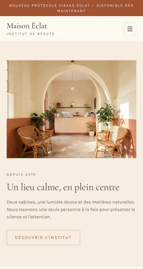 Version mobile du site Maison Éclat